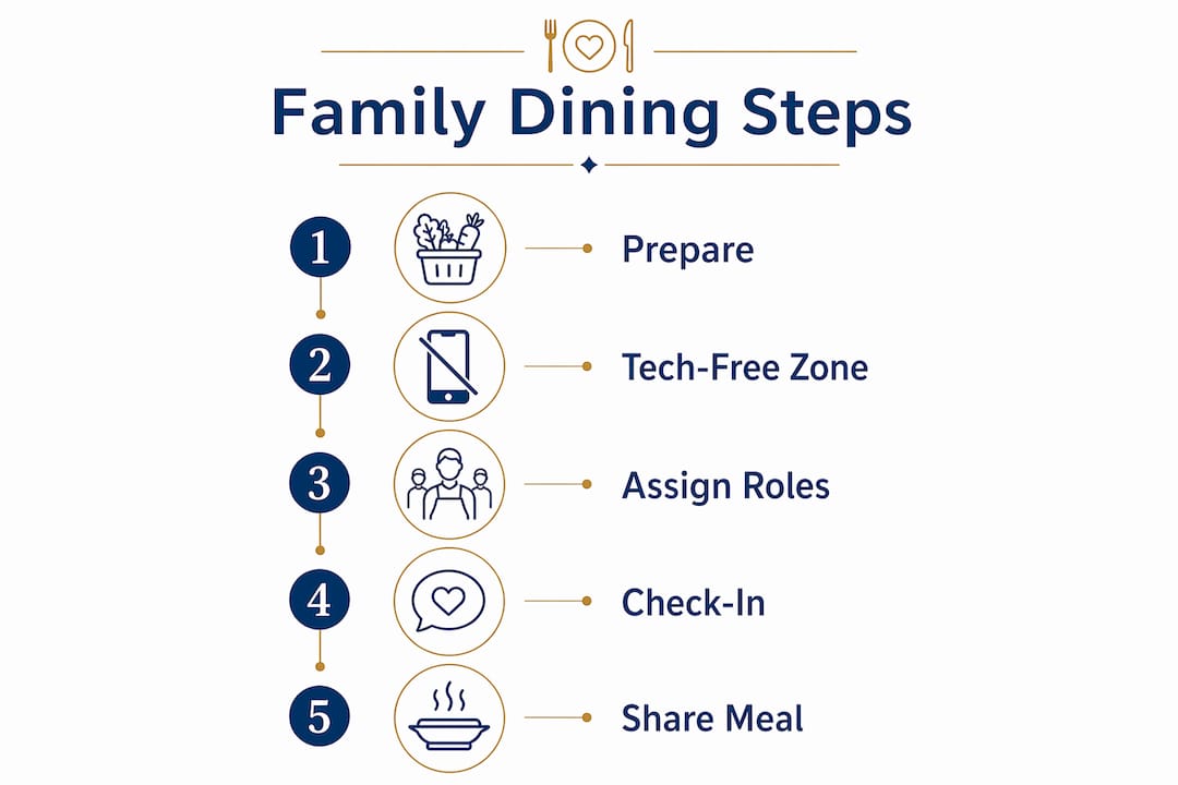 Infographic of family dining step-by-step process