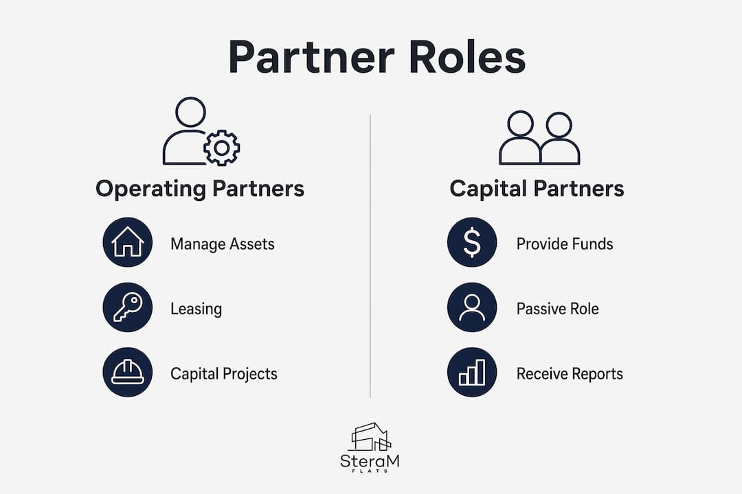 Infographic comparing roles of operating and capital partners