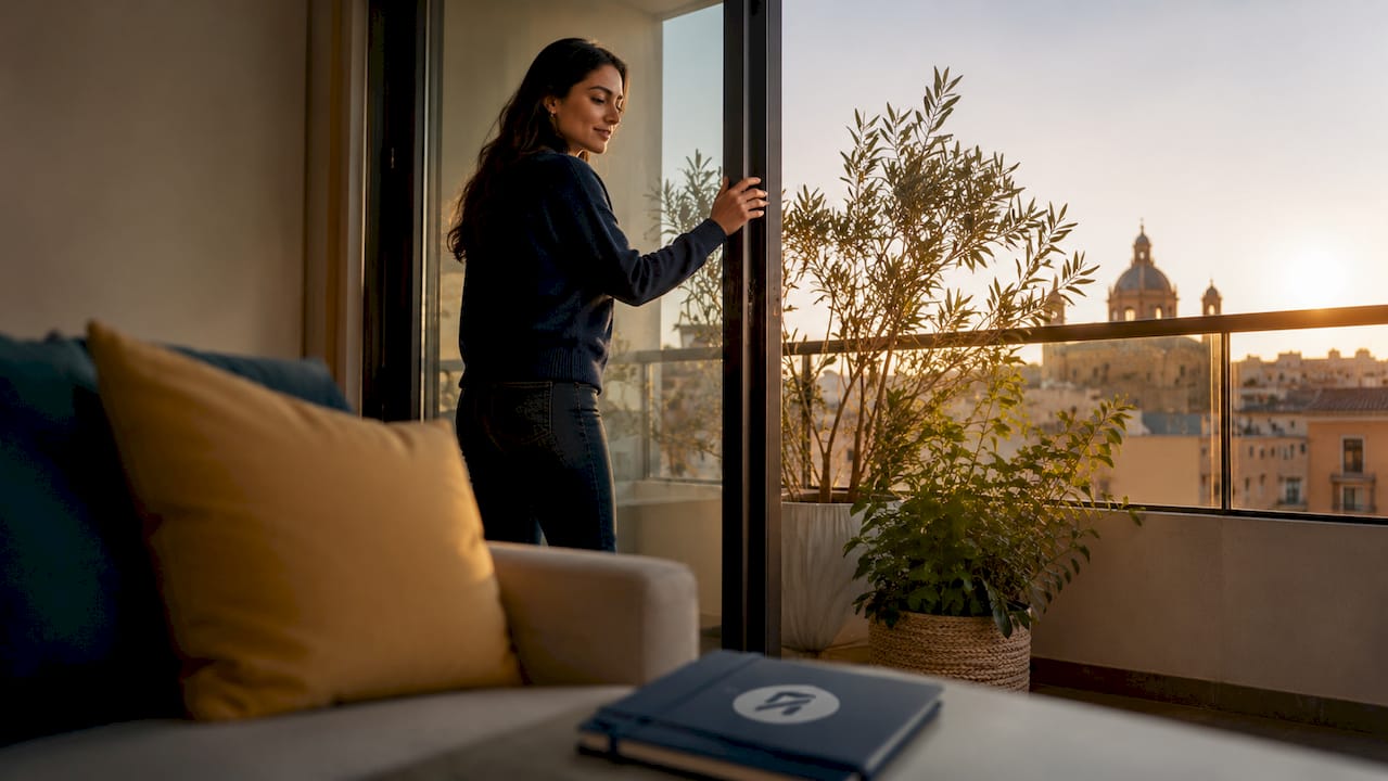 Mujer aireando su piso antes de ponerlo en venta
