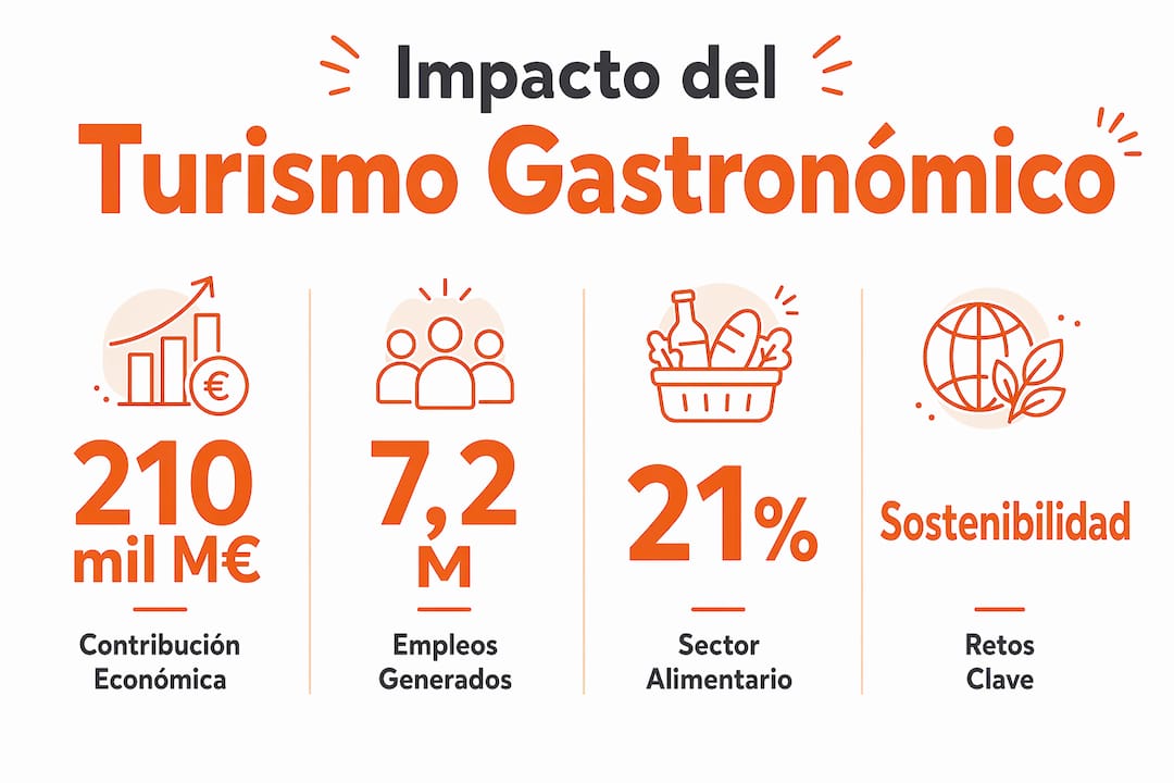 Resumen visual con los datos más destacados sobre el turismo gastronómico