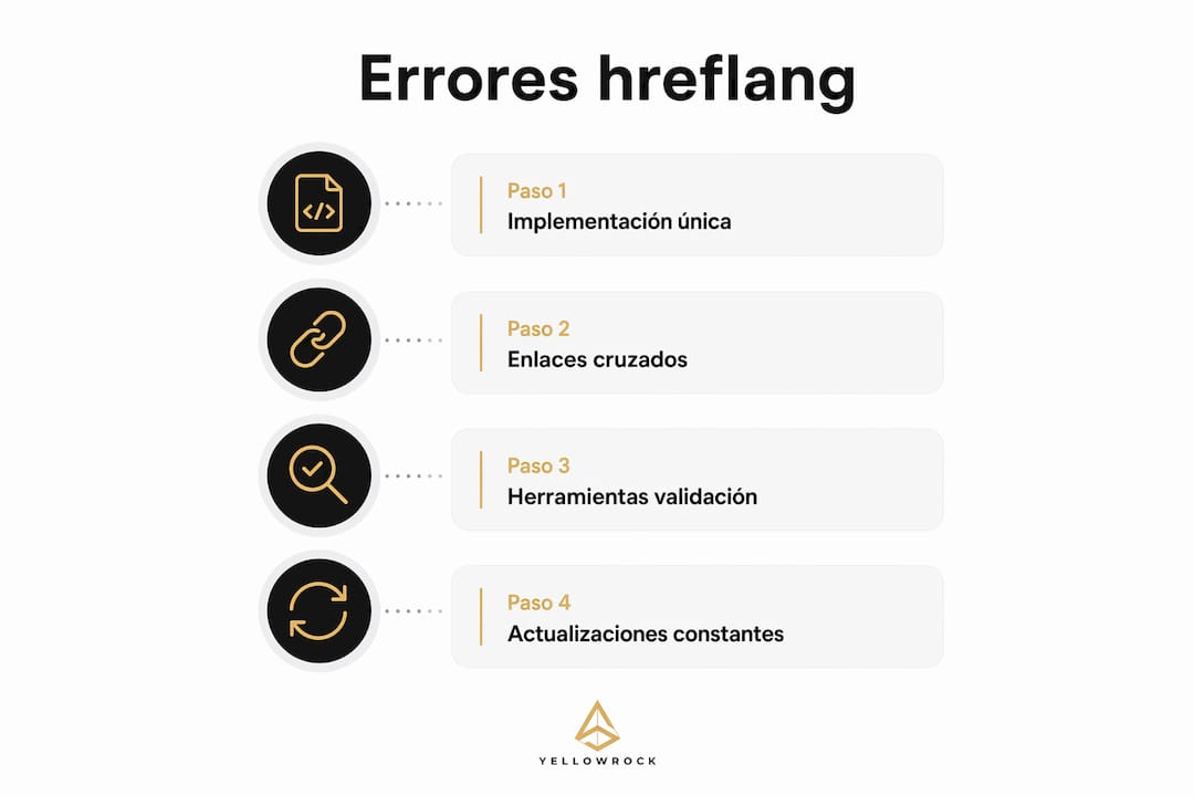 Infografía con recomendaciones clave para evitar errores comunes al implementar hreflang