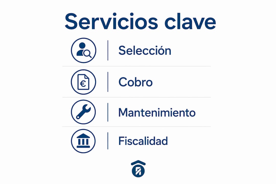 Infografía con los principales servicios que ofrece la gestión de propiedades