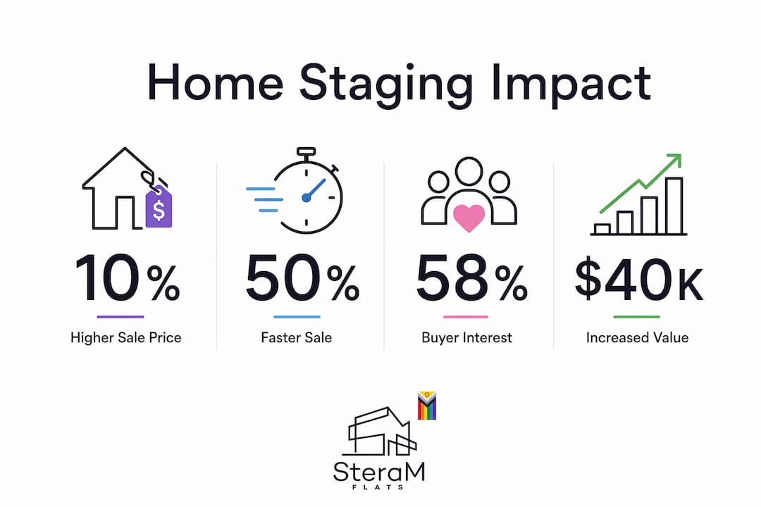 Infographic showing home staging impact statistics