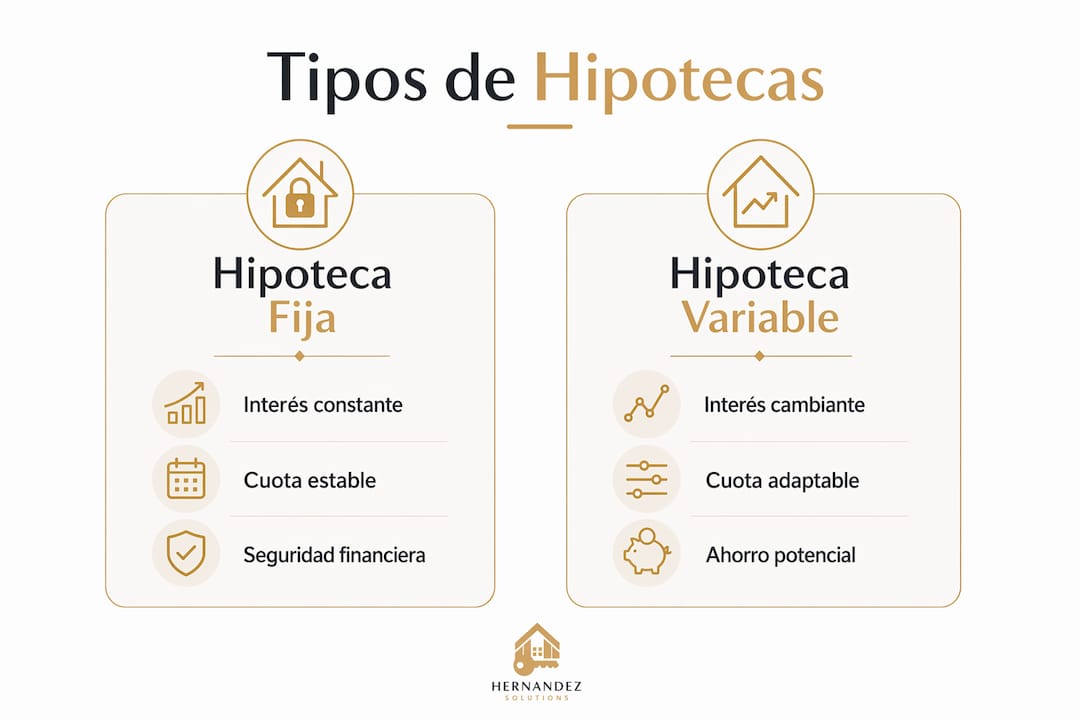 Infografía sobre las diferencias entre los distintos tipos de hipotecas