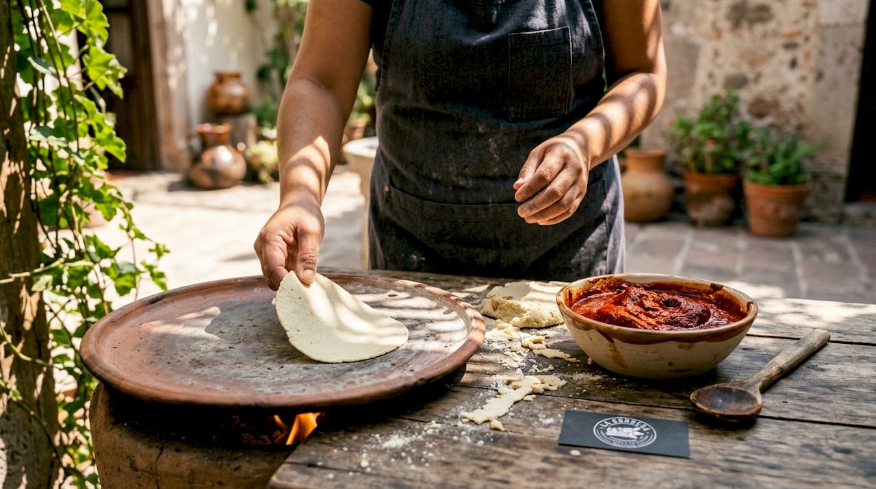 Un chef elaborando tortillas mexicanas tradicionales a mano