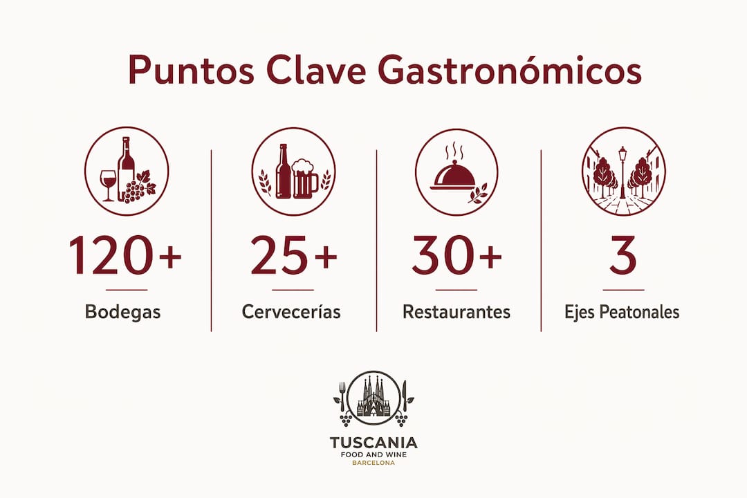 Infografía con los datos más destacados sobre el panorama gastronómico del Eixample
