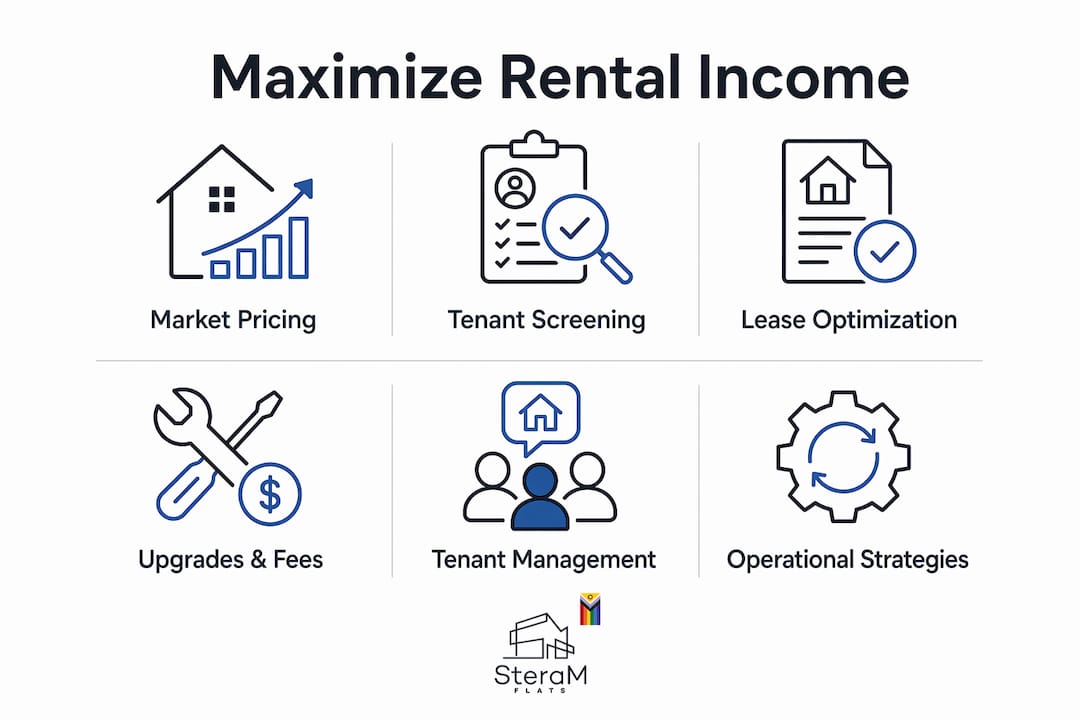Infographic outlining steps to maximize rental income