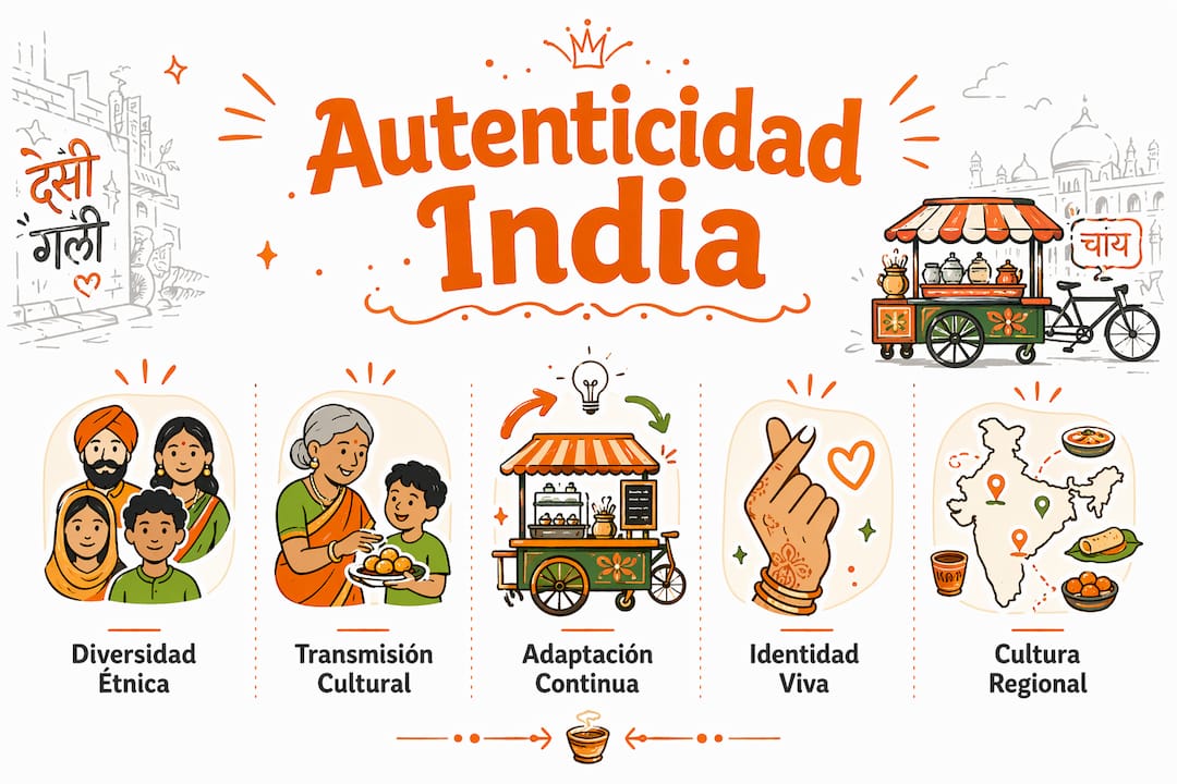 Infografía que destaca los fundamentos de la autenticidad india