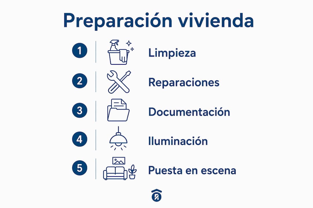 Infografía con los pasos esenciales para preparar tu hogar