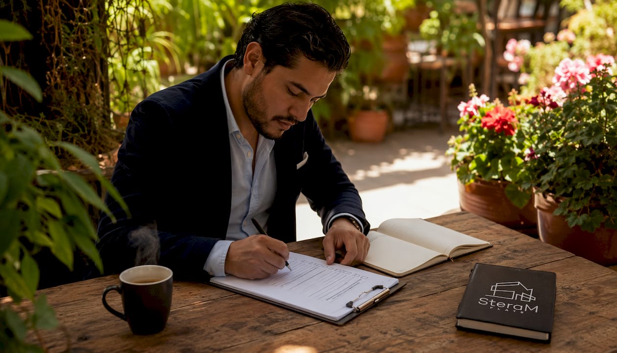 Man preparing tenant screening checklist