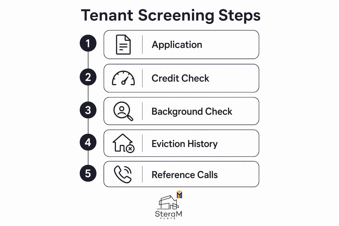 Infographic showing tenant screening steps