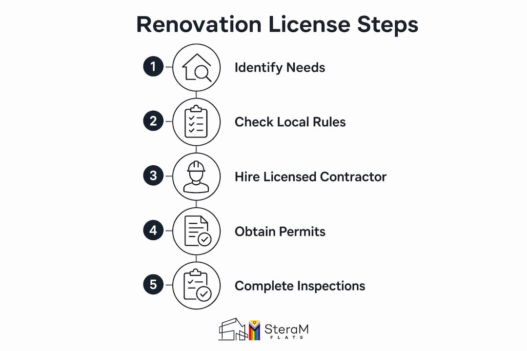 Infographic outlining renovation licensing process steps