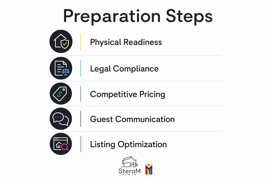 Infographic outlining vacation rental preparation steps
