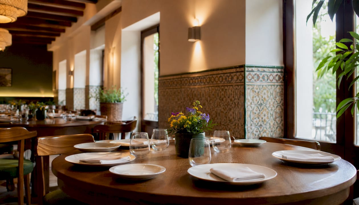 Contemporary Catalan restaurant interior atmosphere