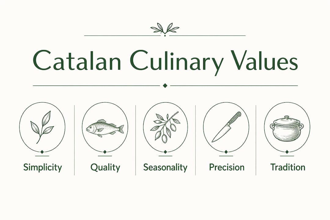 Infographic illustrating key Catalan culinary principles
