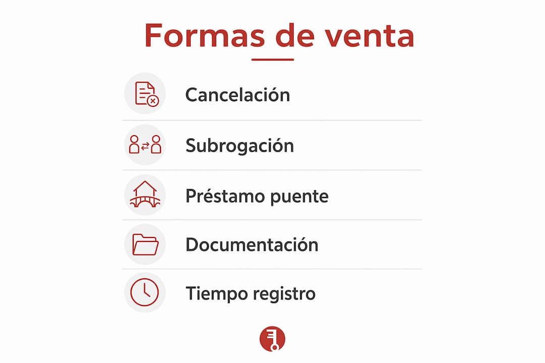 Guía visual con los pasos clave para vender una vivienda con hipoteca
