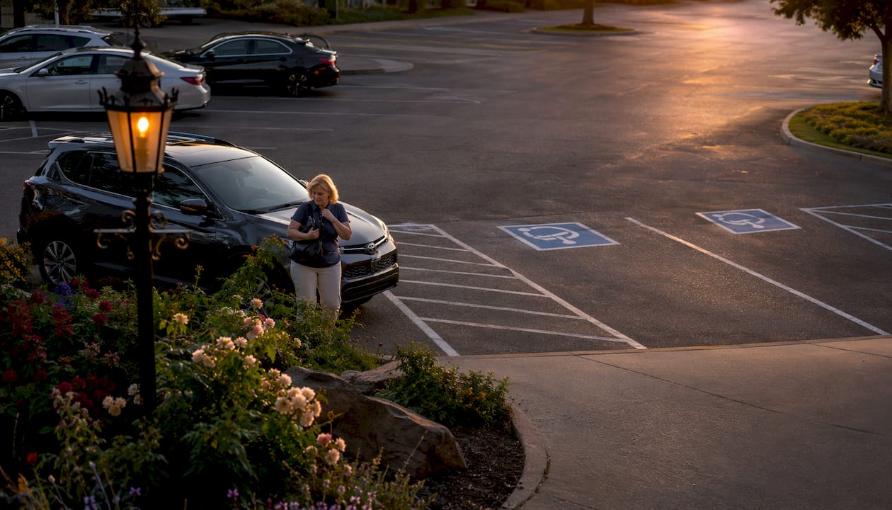 Customer parking lot outside restaurant