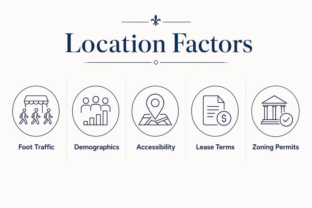 Infographic showing key factors in restaurant location selection