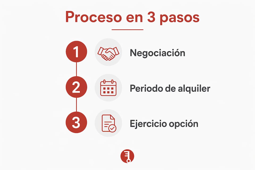 Infografía que explica paso a paso cómo funciona el proceso de alquiler con opción a compra