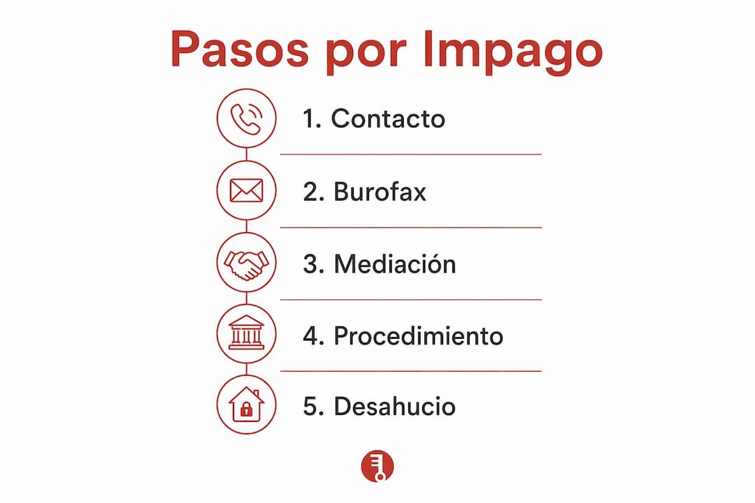 Infografía con los pasos a seguir en caso de impago
