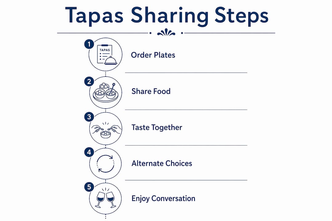 Infographic showing steps of tapas sharing benefits