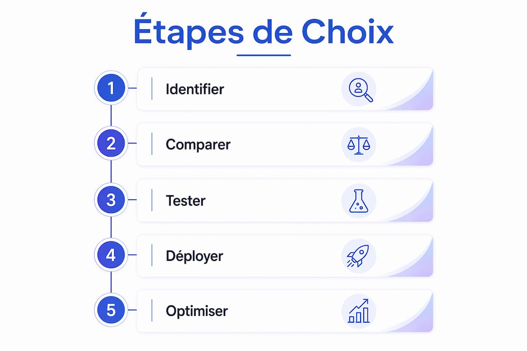 Infographie présentant les différentes étapes pour choisir une alternative à storyz.fr