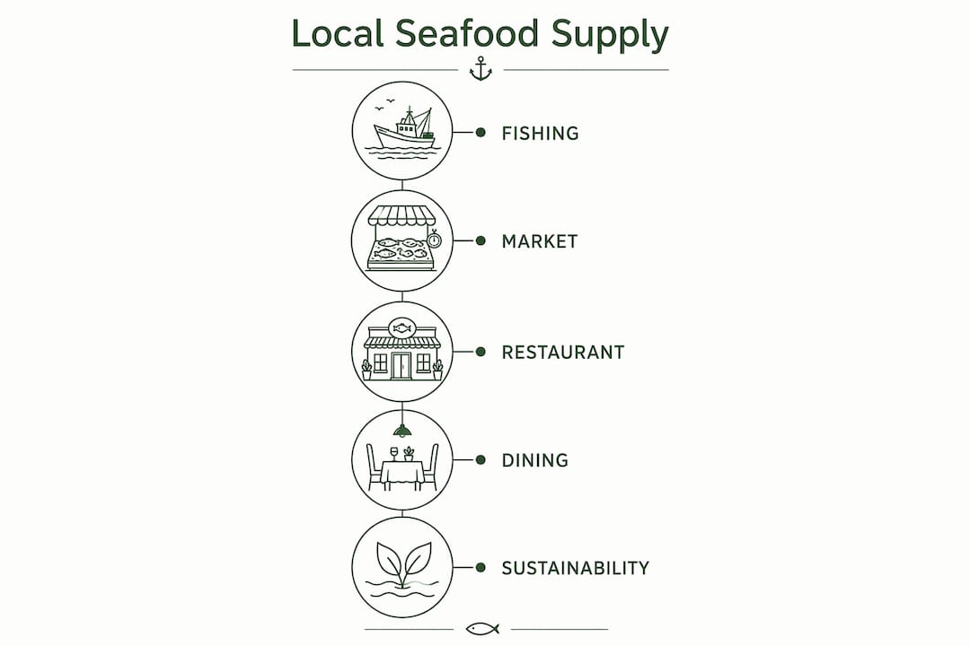 Infographic illustrating local seafood supply chain stages