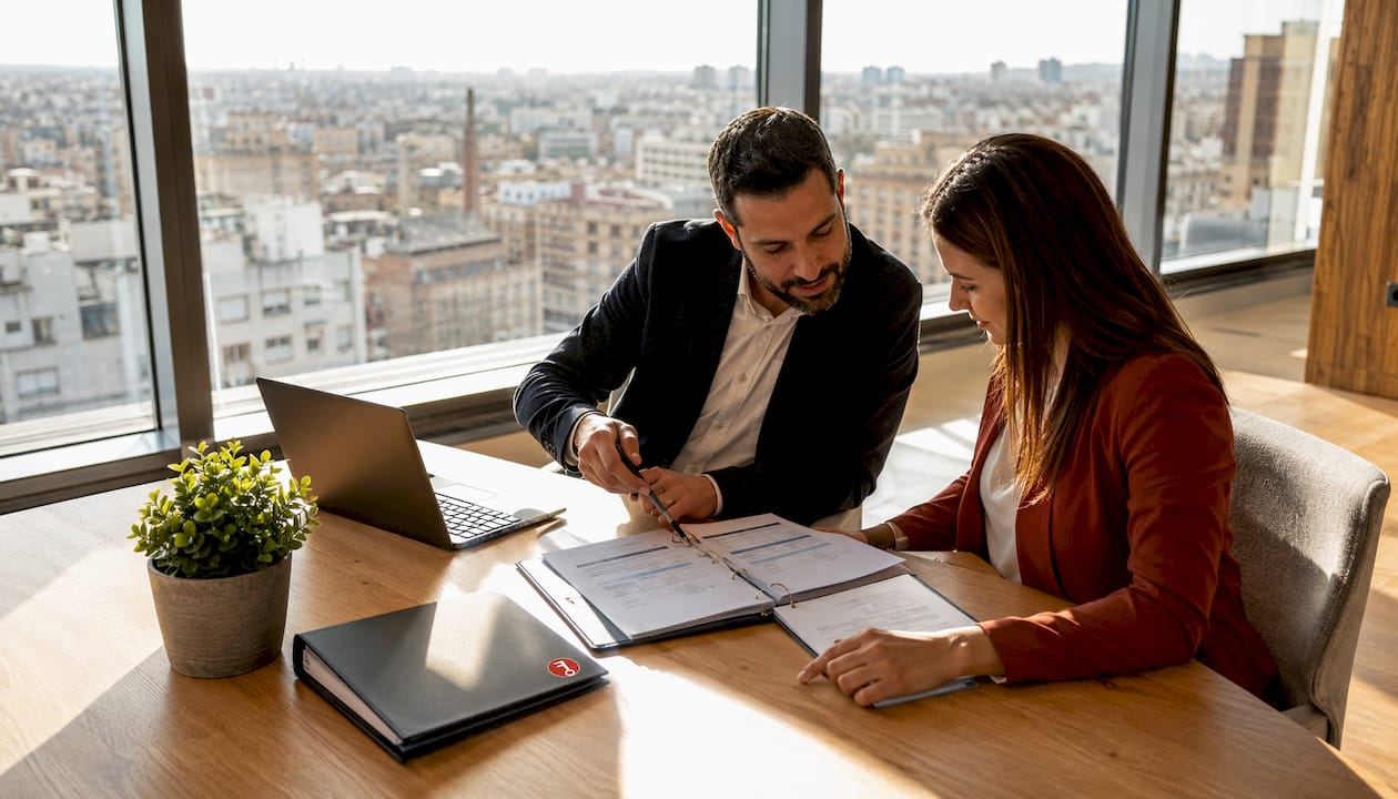 Reunión de agentes inmobiliarios en la oficina