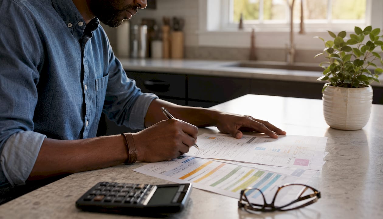 Hands reviewing real estate tax documents