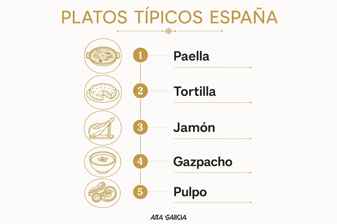 Infografía con los pasos imprescindibles para saborear la gastronomía tradicional española