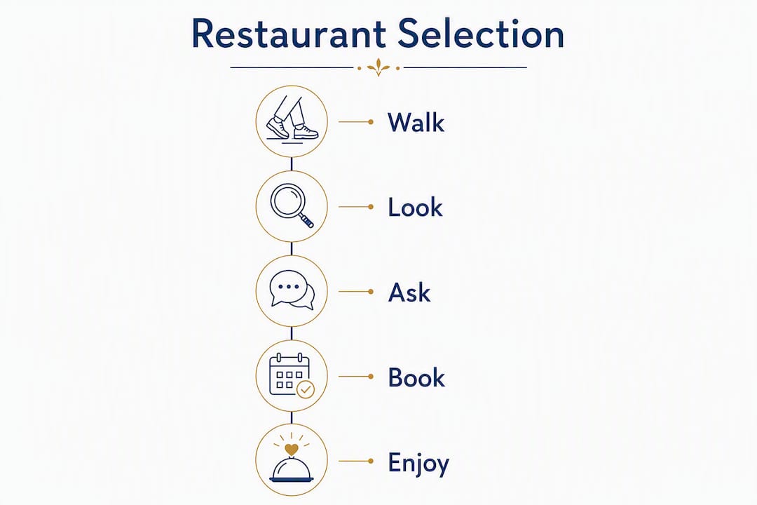 Infographic illustrating steps to find better Mediterranean restaurants