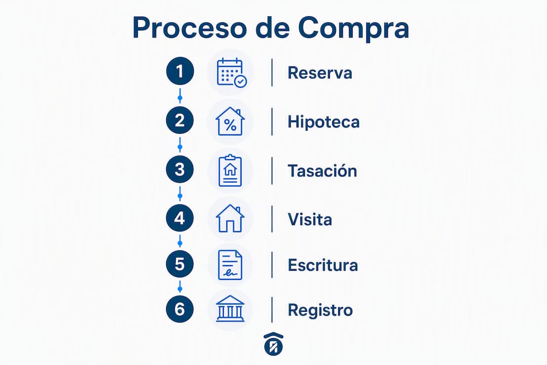 Guía visual con los pasos clave para comprar una vivienda en Valencia