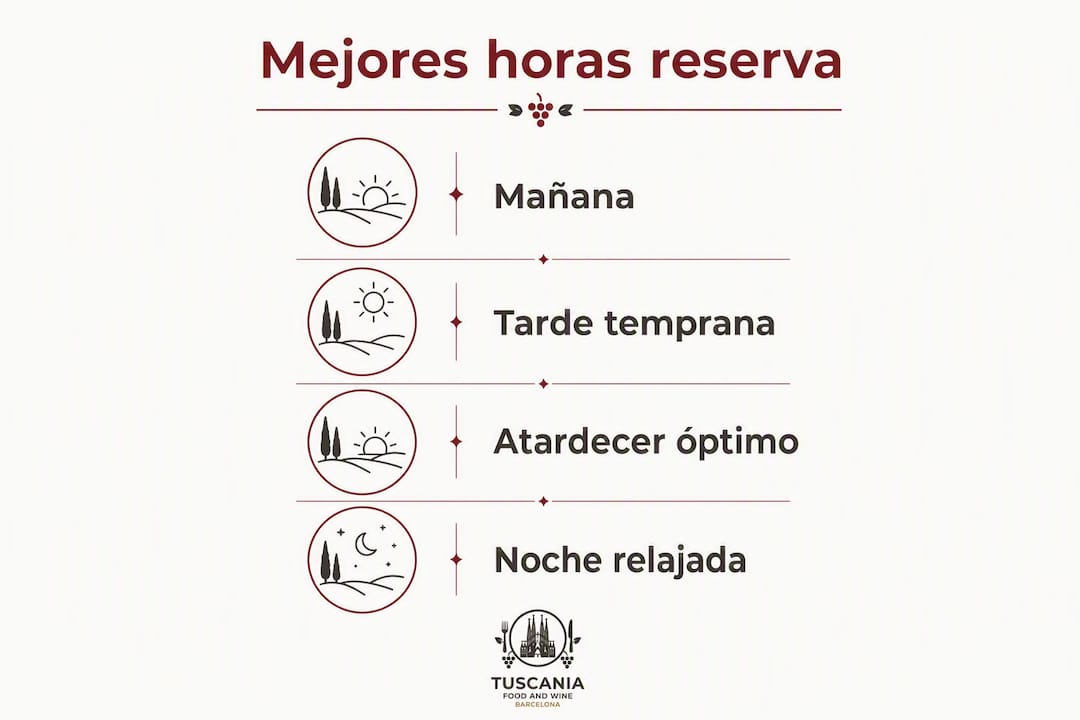 Infografía con los mejores momentos para reservar mesa en la terraza