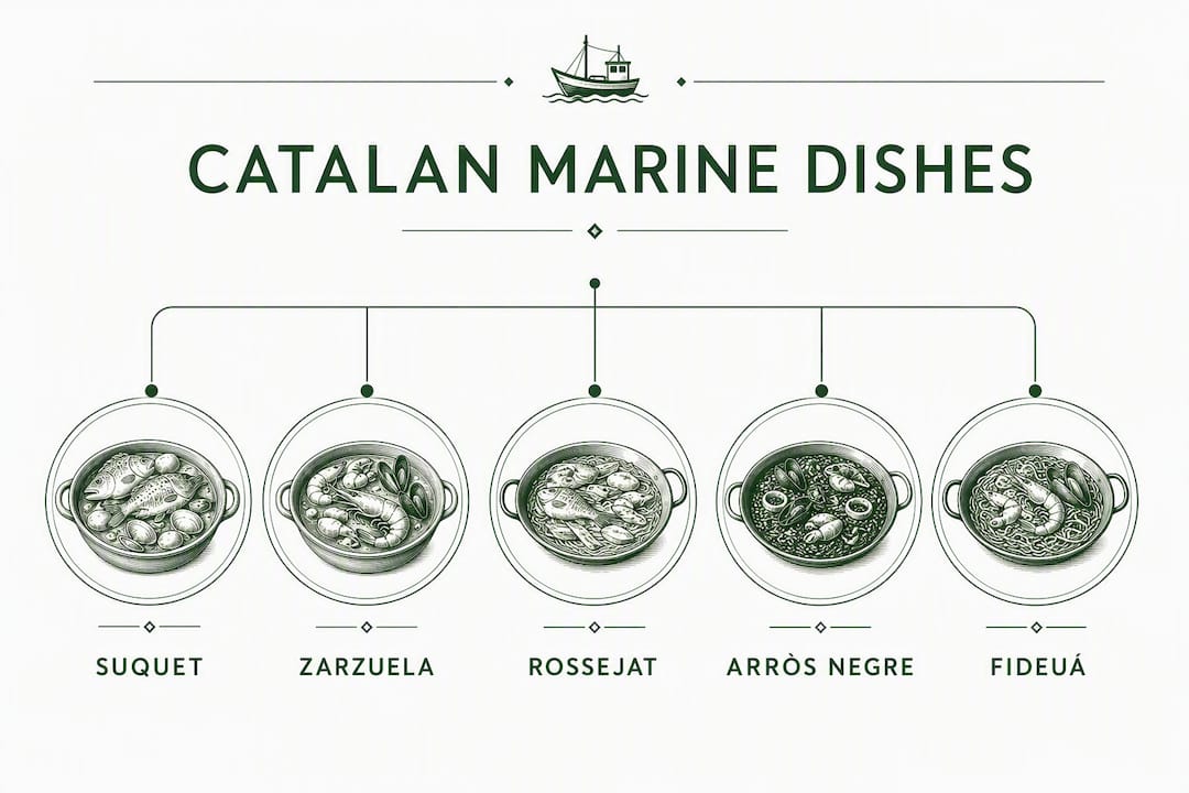Infographic showing ranked Catalan marine dishes