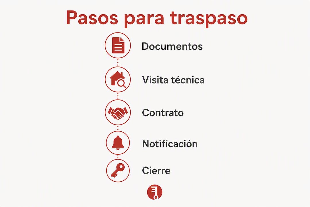 Infografía con los pasos esenciales para transferir tu negocio