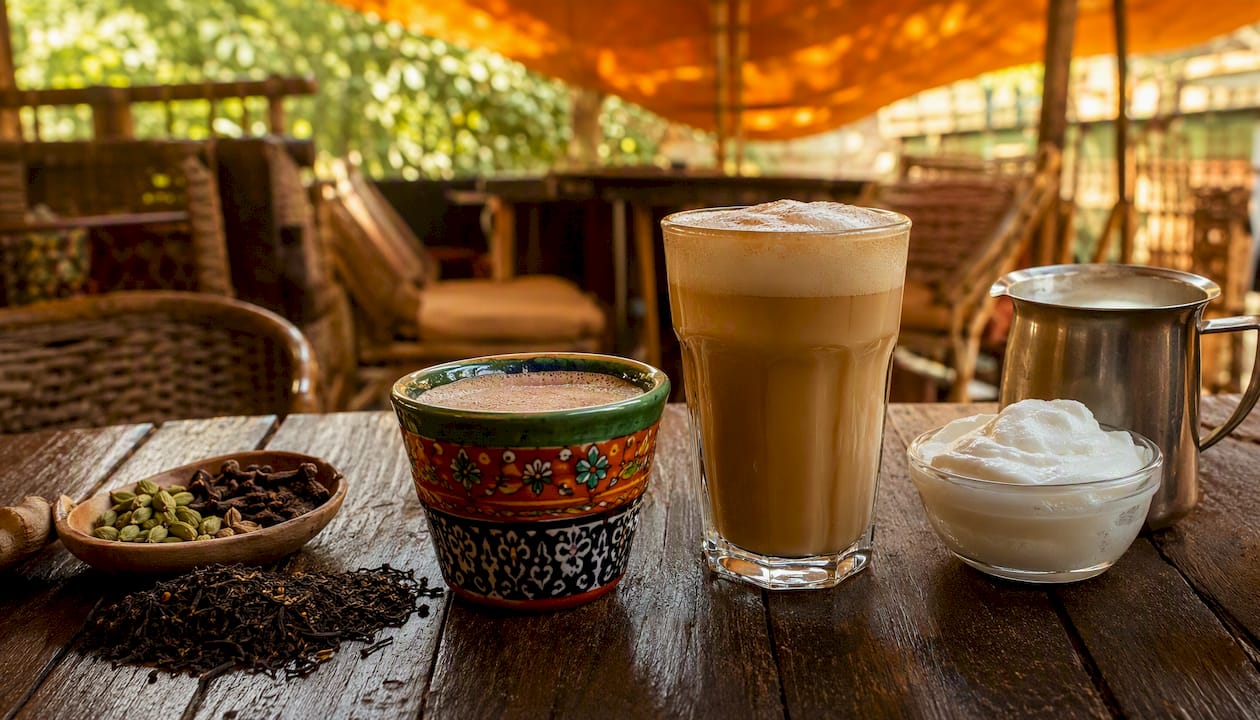 Diferencias entre masala chai y chai latte sobre la mesa