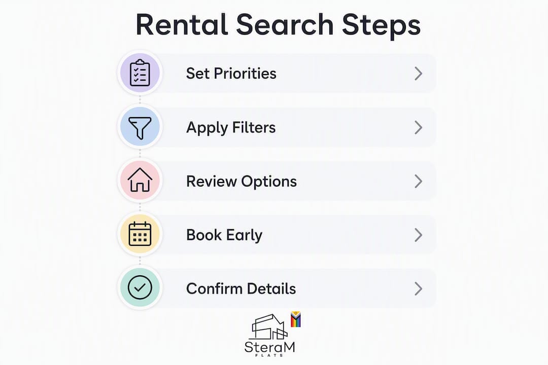 Infographic of vacation rental search steps