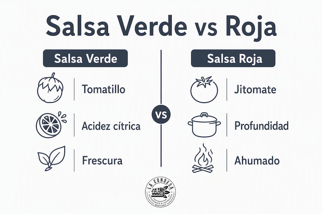 Descubre las diferencias entre la salsa verde y la salsa roja en esta infografía comparativa