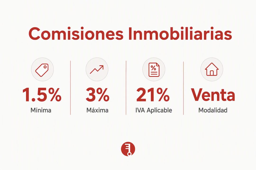 Infografía con los porcentajes más relevantes sobre comisiones en el sector inmobiliario