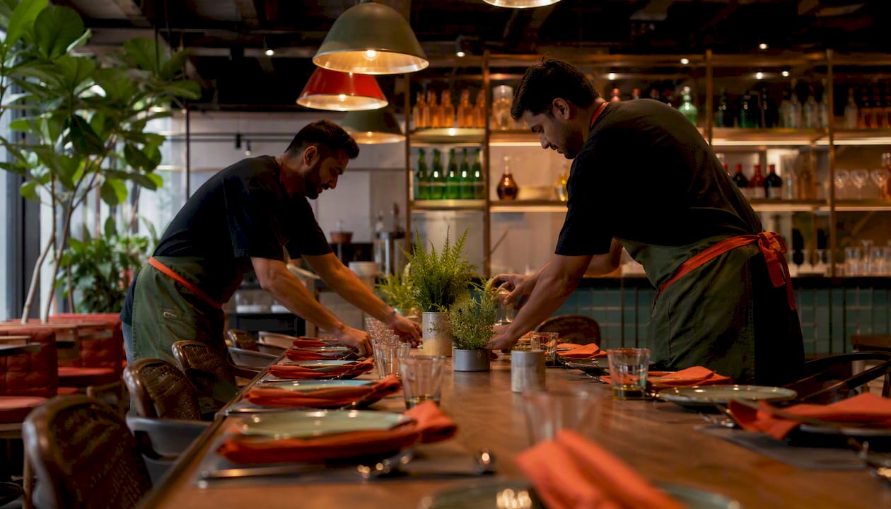 Organización del restaurante para una cena en grupo