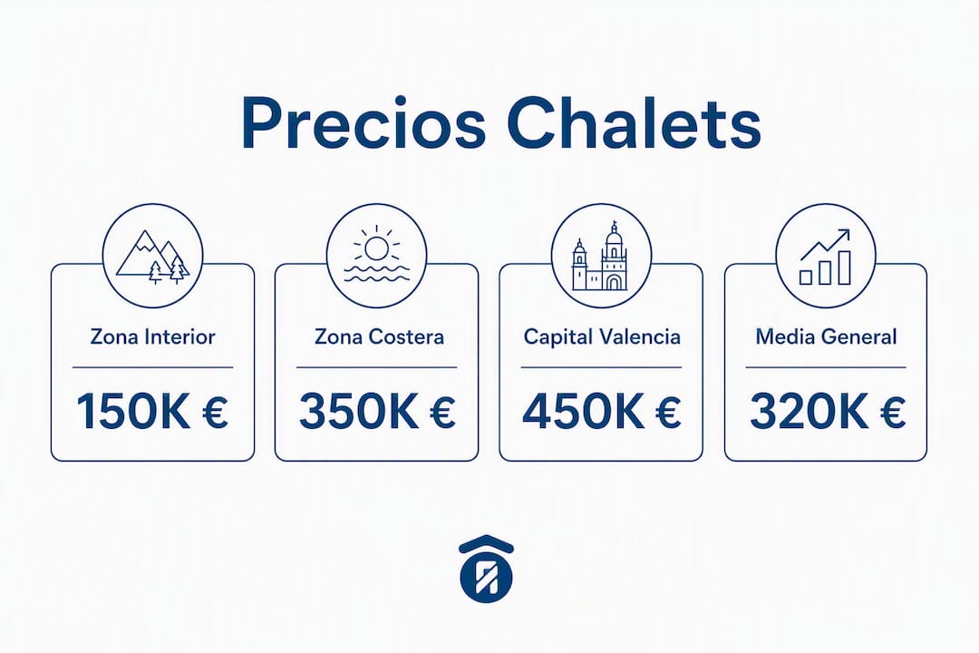 Infografía con los precios promedio de los chalets en Valencia