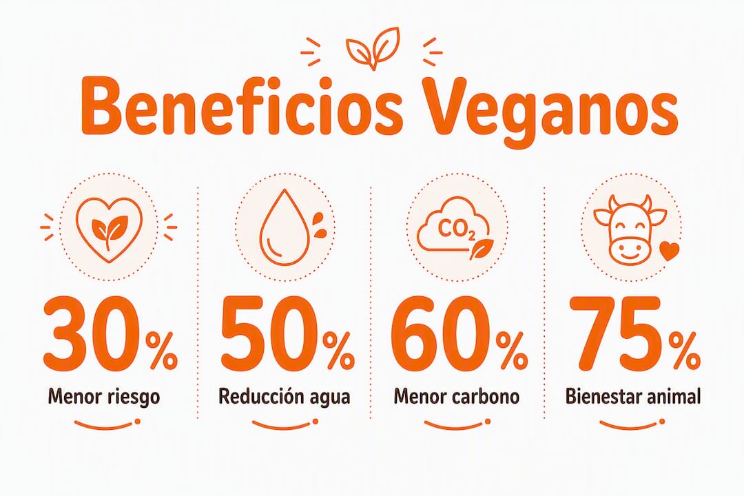 Infografía con información esencial sobre las ventajas del veganismo