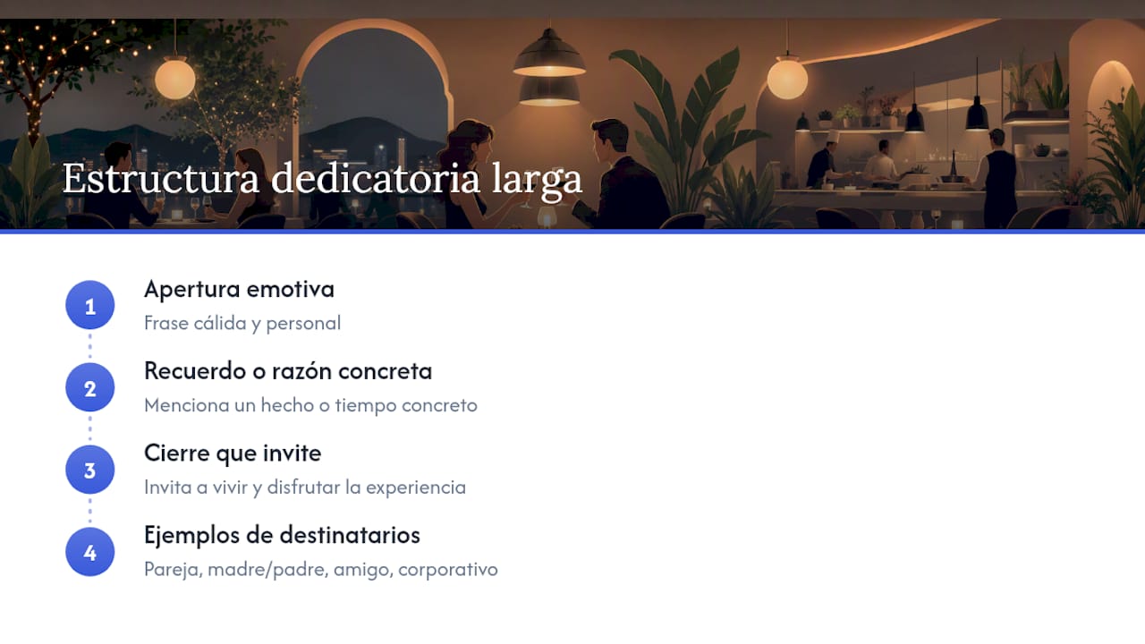 Dedicatorias más largas cuando tienes espacio para contar algo — overview diagram
