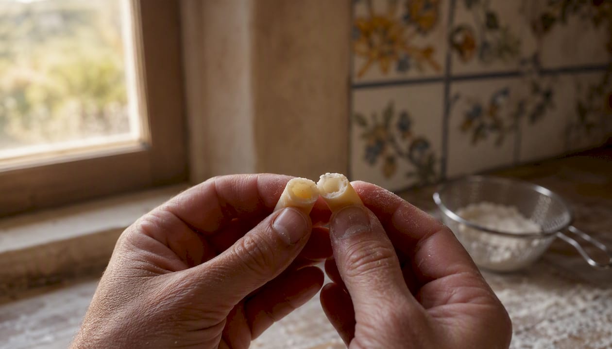 Al partir el espagueti, se nota en el centro un fino hilo blanco, señal de que está en su punto justo, al dente.
