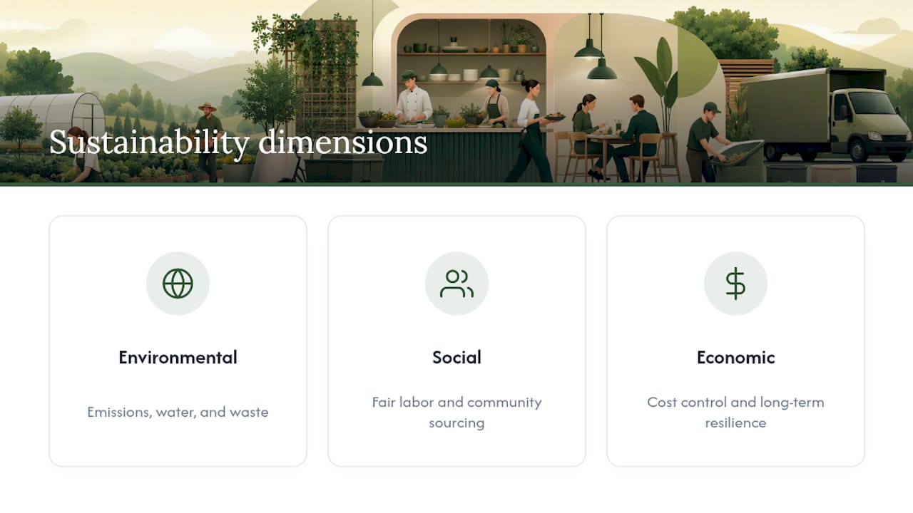 Diagram of sustainability dimensions in restaurants