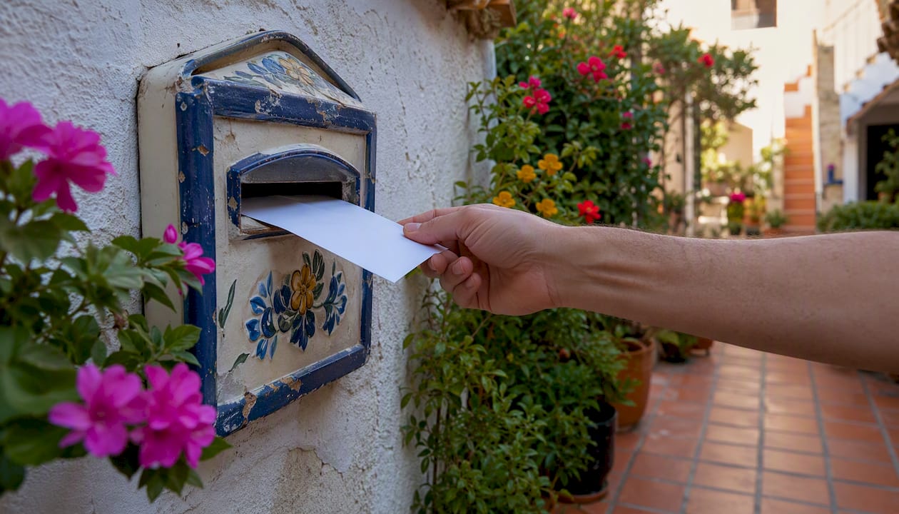 Hand placing registered mail in apartment mailbox