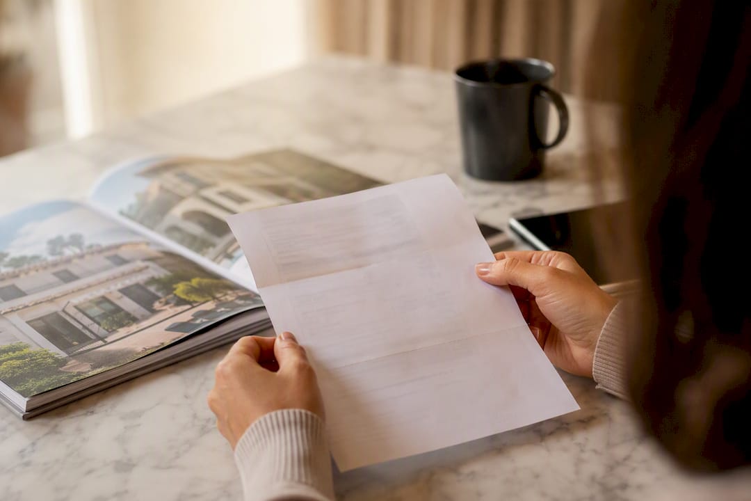Hands holding tax receipt and smartphone