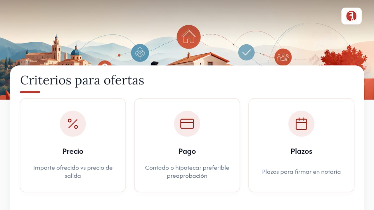 Diagrama que muestra los criterios clave para evaluar ofertas de propiedades
