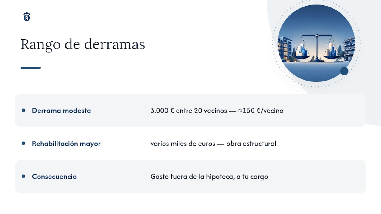 Comparativa de gastos de derramas en comunidades