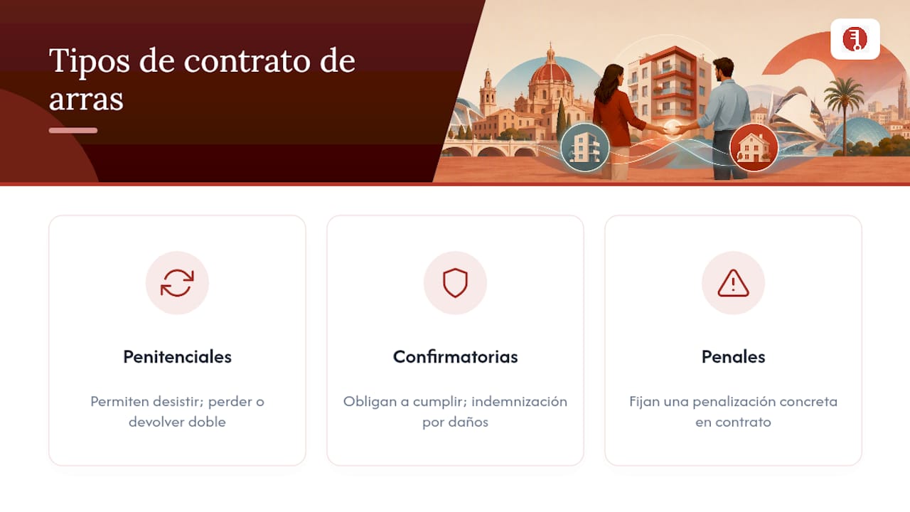 Diagrama que explica los tipos de contrato de arras